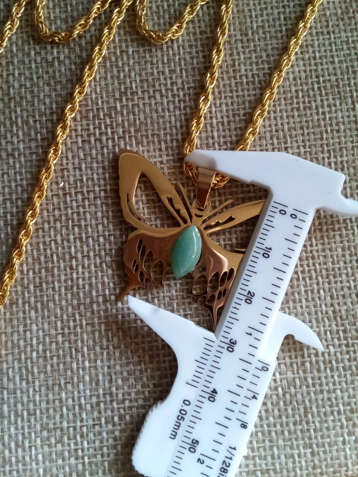 Collier papillon et pierre d'aventurine naturelle – photo 3